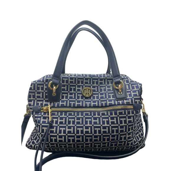 Tommy Hilfiger Navy and White Monogram Crossbody Shoulder Bag - Picture 1 of 10